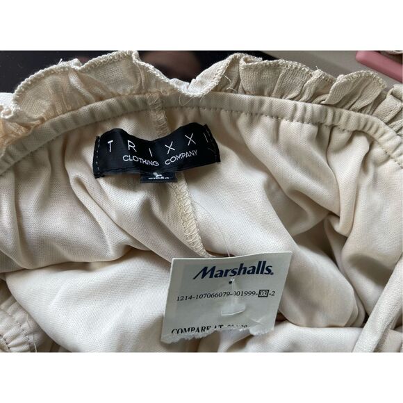 D2 Trixxi Boho‎ Cream Tiered Mini Babydoll Dress Size Small - Picture 6 of 7